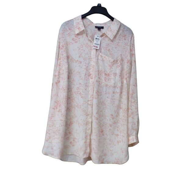 Alfani Plus Size Printed Utility Tunic, Coral Baby Breath, Sz. 3X - Picture 1 of 12